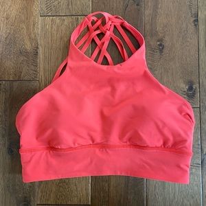 Lululemon Sports Bra Size 12 Free To Be Moved High Neck Pink/coral